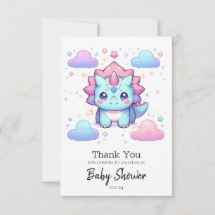 Enchanted Adorable Dinosaur Baby Shower Thank You Card