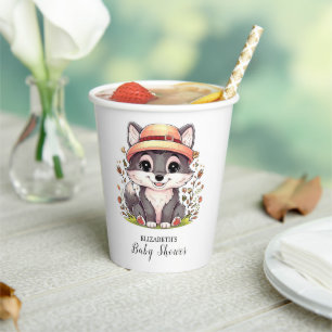 Enchanted Adorable Wolf Baby Shower Paper Cups