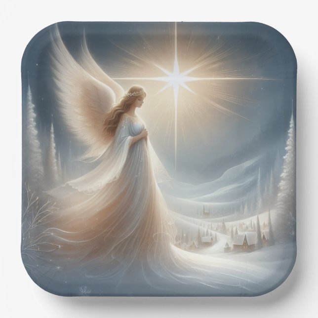 Enchanted Angel Christmas Party Plates  (Front)