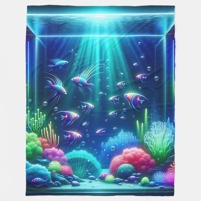  “Enchanted Aquarium Escape” Fleece Blanket (Front)