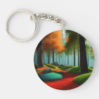 Enchanted Arboreal Palette: A Captivating Forest Key Ring