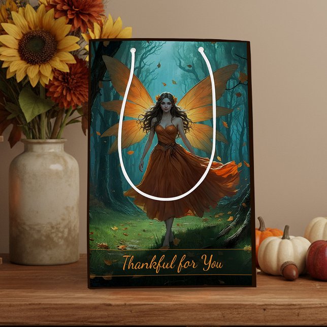 Enchanted Autumn Fairy Thanksgiving Fantasy Art Medium Gift Bag (Creator Uploaded)