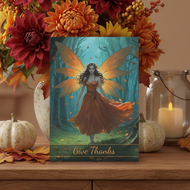 Enchanted Autumn Fairy Thanksgiving Greeting Holiday Postcard (Creator Uploaded)