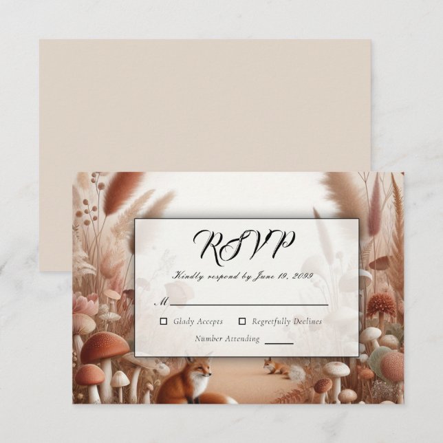 Enchanted Autumn Forest Foxes RSVP Card (Front/Back)