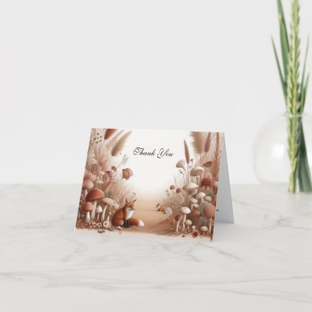 Enchanted Autumn Forest Foxes Thank You Card (Front)