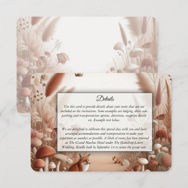 Enchanted Autumn Forest Foxes Wedding Enclosure Card (Front/Back)