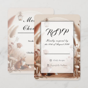 Enchanted Autumn Forest Foxes Wedding RSVP Card