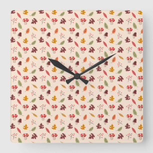 Enchanted Autumn Forest Square Wall Clock