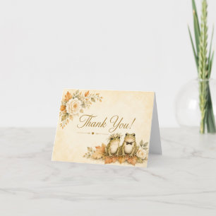 Enchanted Autumn Frog Couple Watercolor  Thank You Card