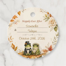 Enchanted Autumn Frog Couple Wedding Favour Tags