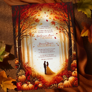 Enchanted Autumn Harvest Silhouette Wedding Invitation