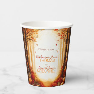 Enchanted Autumn Harvest Silhouette Wedding Paper Cups