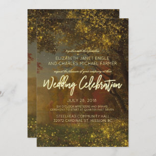 Enchanted Autumn Wedding Invitation   Fairy Lights