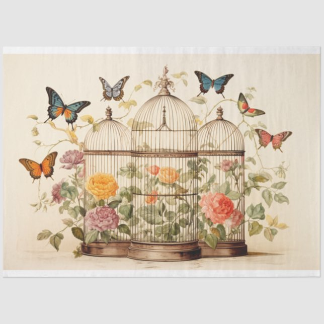 Enchanted Aviary: Birdcage Decoupage Tissue Paper (Front)