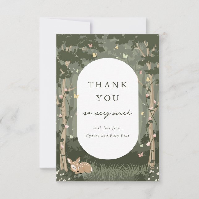 Enchanted Baby Shower Thank You Note Card (Front)