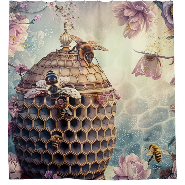 Enchanted Bee Garden Fantasy (10) Shower Curtain (Front)
