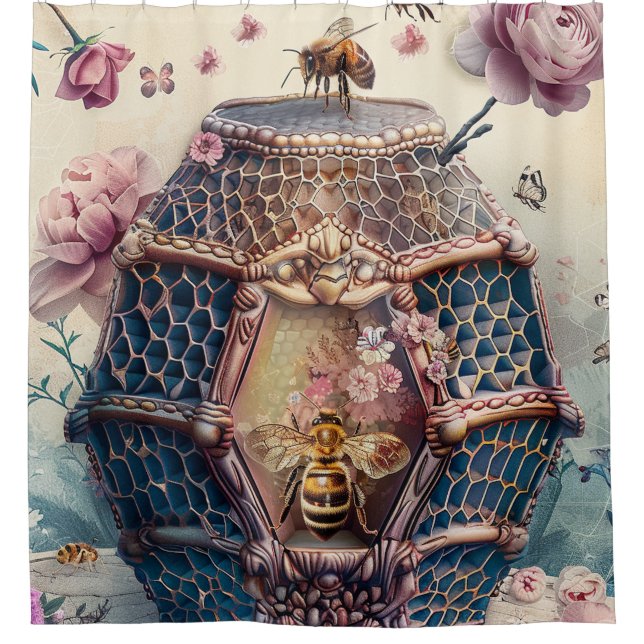 Enchanted Bee Garden Fantasy (11) Shower Curtain (Front)