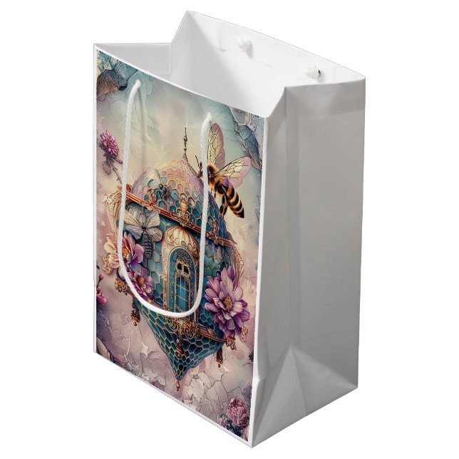 Enchanted Bee Garden Fantasy (2) Medium Gift Bag (Front Angled)