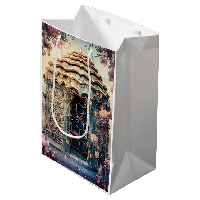 Enchanted Bee Garden Fantasy (3) Medium Gift Bag (Front Angled)
