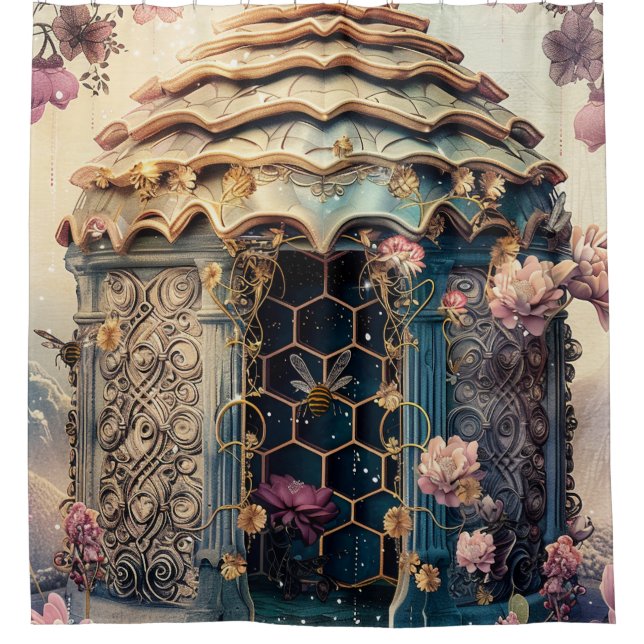 Enchanted Bee Garden Fantasy (3) Shower Curtain (Front)