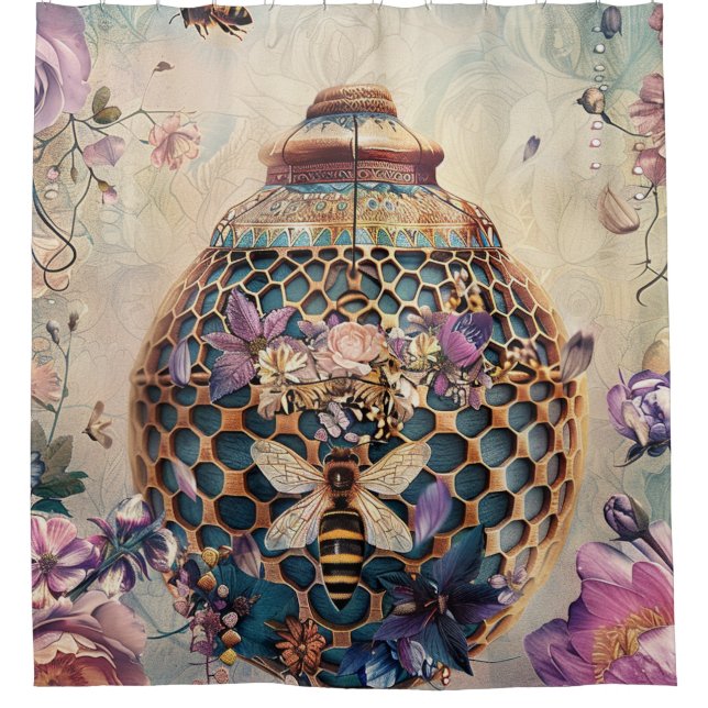Enchanted Bee Garden Fantasy (6) Shower Curtain (Front)