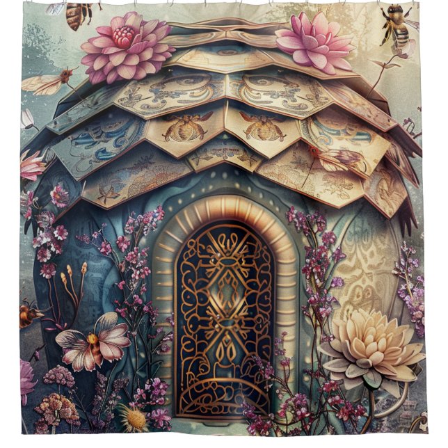 Enchanted Bee Garden Fantasy (8) Shower Curtain (Front)
