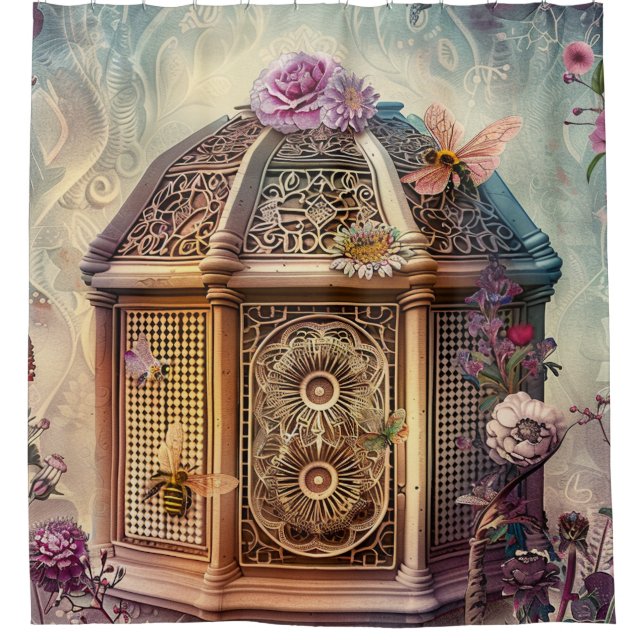 Enchanted Bee Garden Fantasy (9) Shower Curtain (Front)