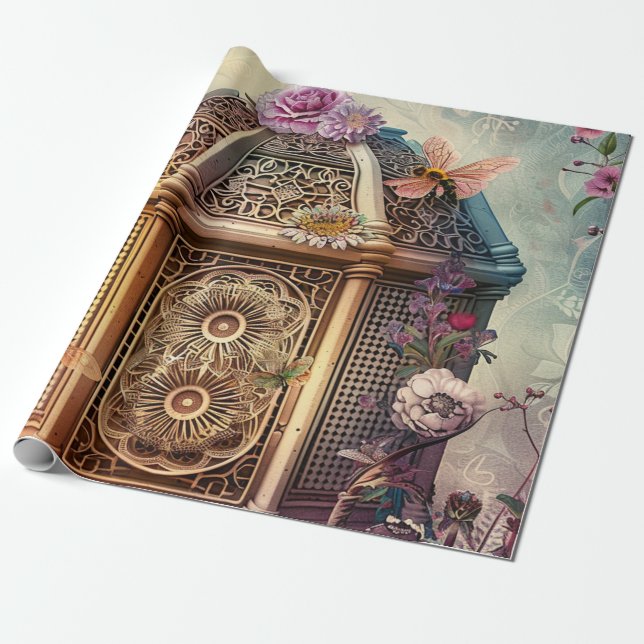 Enchanted Bee Garden Fantasy (9) Wrapping Paper (Unrolled)