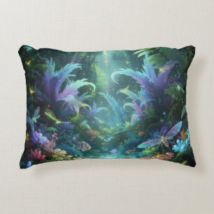 Enchanted Bioluminescent Forest Magical Jungle  Decorative Cushion