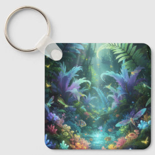 Enchanted Bioluminescent Forest Magical Jungle Key Ring