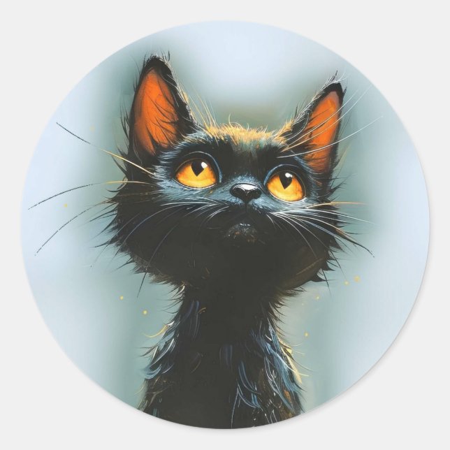 Enchanted Black Cat Classic Round Sticker (Front)