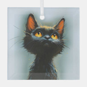 Enchanted Black Cat Glass Tree Decoration