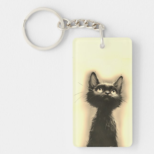 Enchanted Black Cat Golden Key Ring (Front)