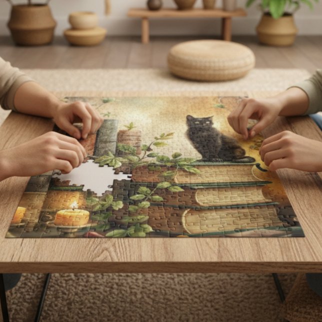 Enchanted Black Cat Library Jigsaw Puzzle (Creator Uploaded)