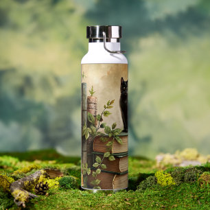 Enchanted Black Cat Library Water Bottle