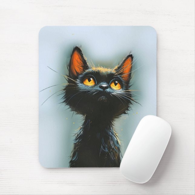 Enchanted Black Cat Mouse Pad (With Mouse)