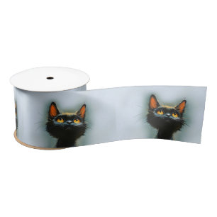 Enchanted Black Cat Satin Ribbon