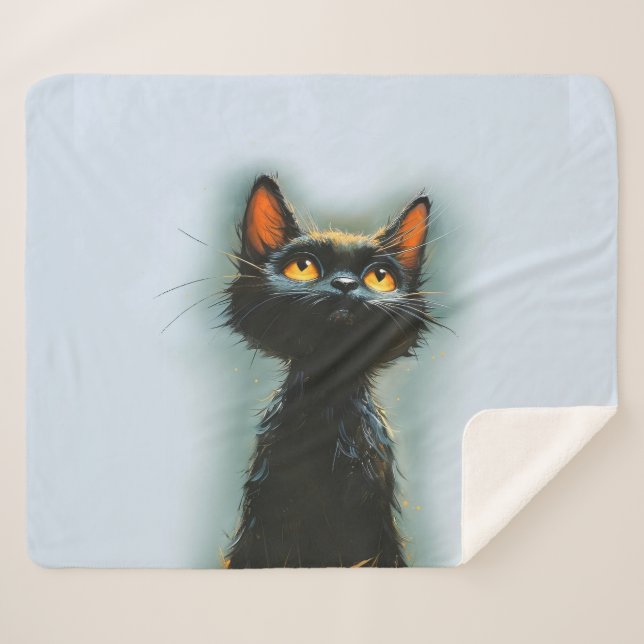Enchanted Black Cat Sherpa Blanket (Front (Horizontal))