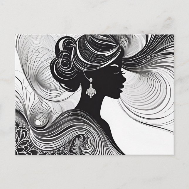 Enchanted Black Modern Beautiful Woman Postcard (Front)