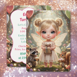 Enchanted Blonde Fairy Woodland Birthday Party Invitation