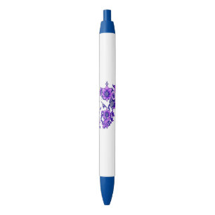 Enchanted Bloom – Mystical Floral Skull Blue Ink Pen