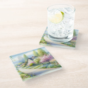 Enchanted Blossom Country Lane Glass Coaster