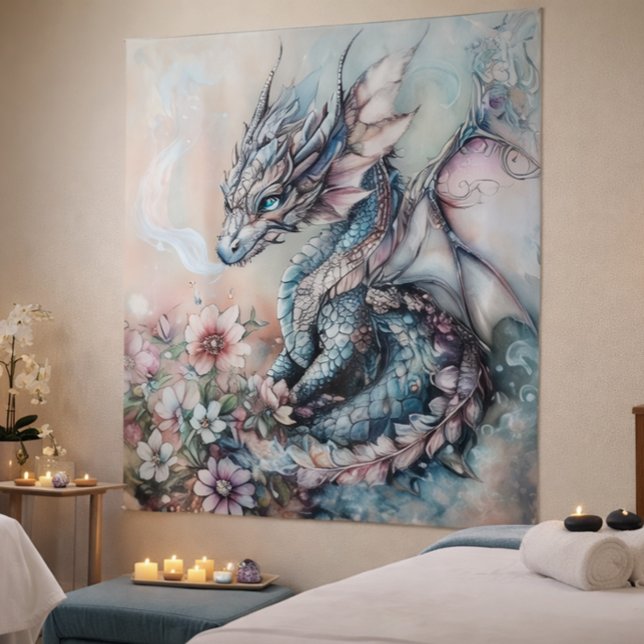 Enchanted Blue Dragon Fantasy Tapestry (Creator Uploaded)