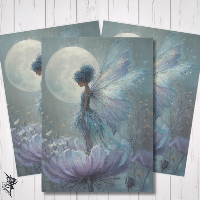 Enchanted Blue Fairy Watercolor Fantasy Decoupage Tissue Paper (Creator Uploaded)