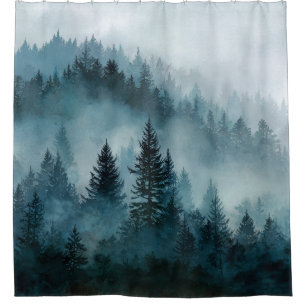 Enchanted Blue Forest Escape Shower Curtain