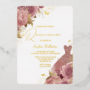 Enchanted Blush Dress Floral Quinceanera Real Gold