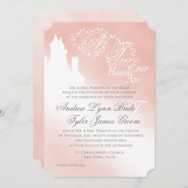 Enchanted Blush Pink Story Book Wedding Invitation (Front/Back)