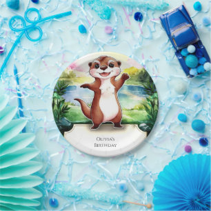 Enchanted Boho Otter Birthday Paper Plate
