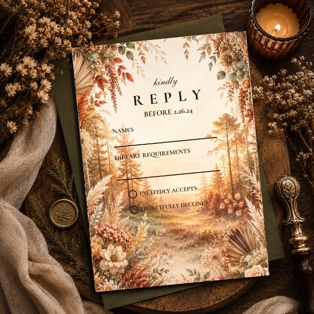 Enchanted Boho Woodland Wedding RSVP Card (Creator Uploaded)