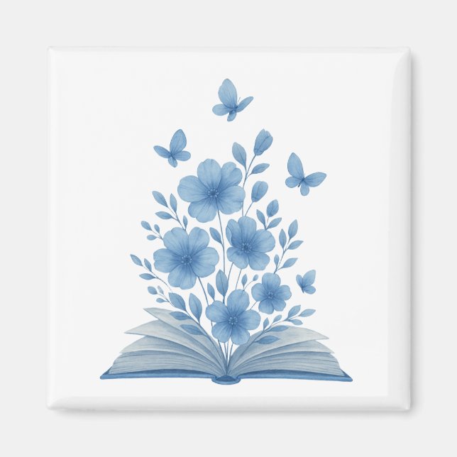 Enchanted Book– Butterflies & Flowers Design Magnet (Front)